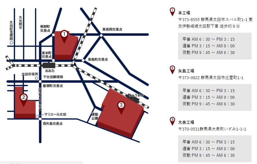 スバル工場所在地